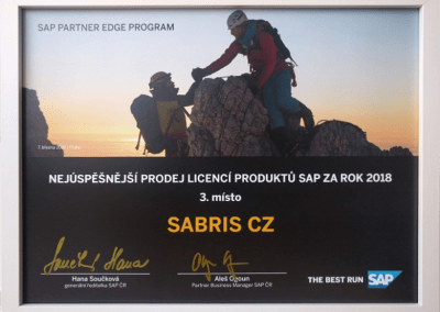 CZ 032019 Sabris oceneni 3 misto prodej licenci gallery big - Sabris získal od SAP ČR hned dvě ocenění - sabris.com